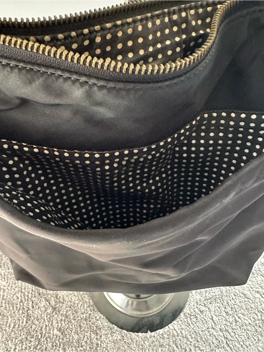 kate spade Black Nylon Shoulder Bag with Patent Trim